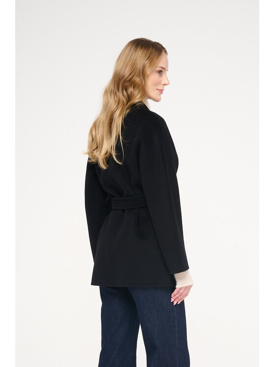 CASTELLANI CASTELLANI Płaszcz wełniany Simonetta Czarny Regular Fit