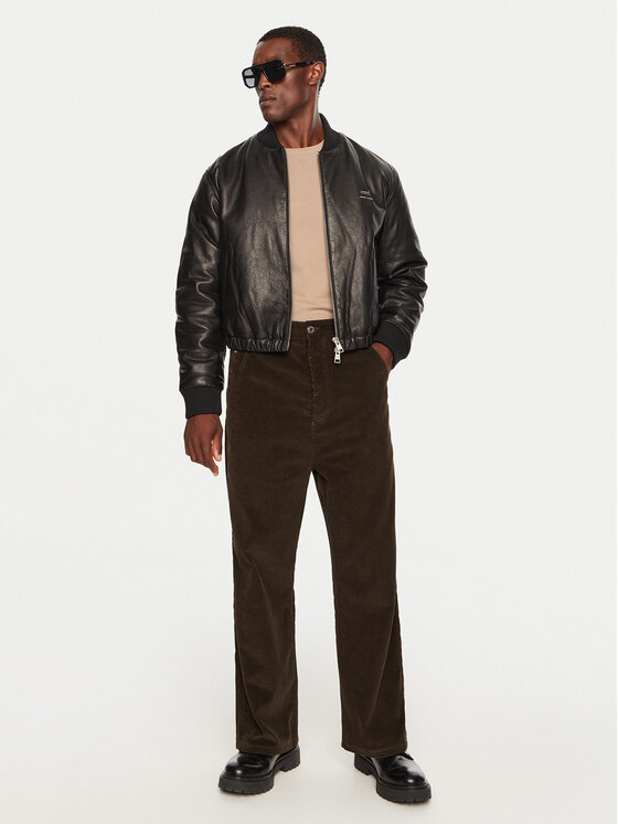 AMI PARIS AMI PARIS Odinė striukė HJK131LH0044 Juoda Regular Fit