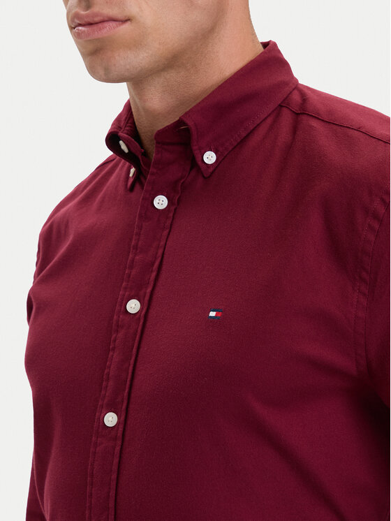 Tommy Hilfiger Tommy Hilfiger Πουκάμισο Flannel Solid MW0MW40469 Μπορντό Regular Fit