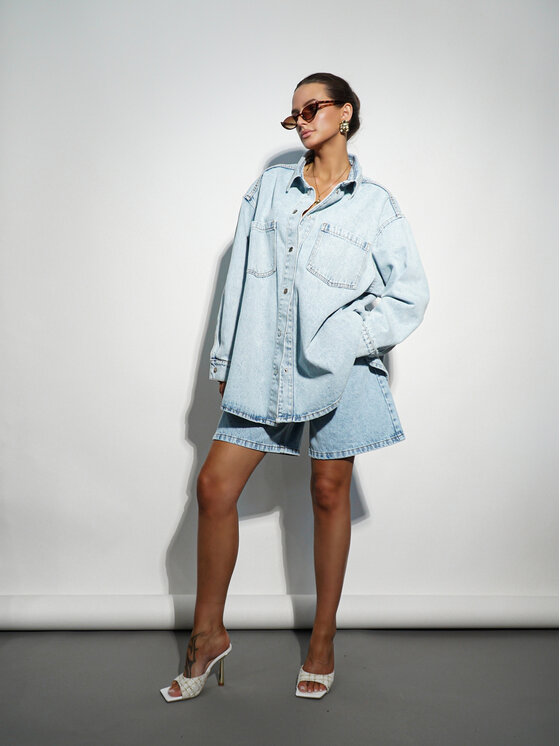 LilaLou LilaLou Kurtka jeansowa Good Vibes Niebieski Oversize