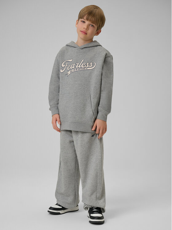 4F 4F Spodnie dresowe CAMPUS VIBES Szary jasny Loose Fit