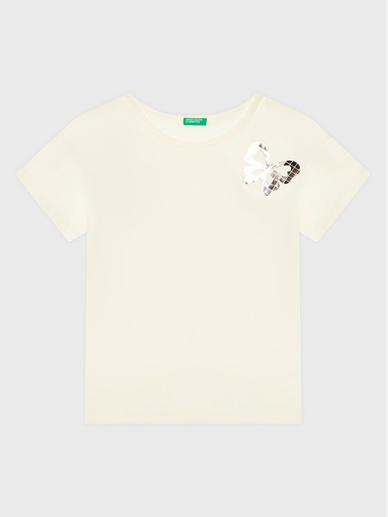 United Colors Of Benetton Tricou 3096C10AS Écru Regular Fit