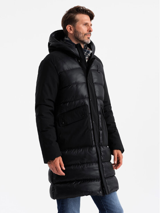 Ombre Ombre Kurtka puchowa OM-JALJ-0165 Czarny Regular Fit
