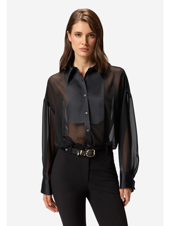 PINKO PINKO Košeľa Marquilla camicia georgette Čierna Regular Fit