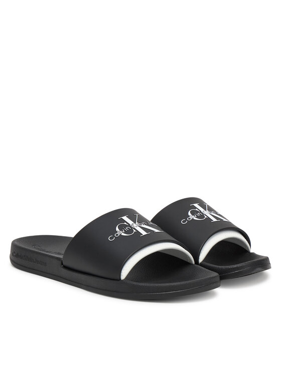 Calvin Klein Jeans Calvin Klein Jeans Klapki Slide Rubber Neoprene Monologo YM0YM00361 Czarny