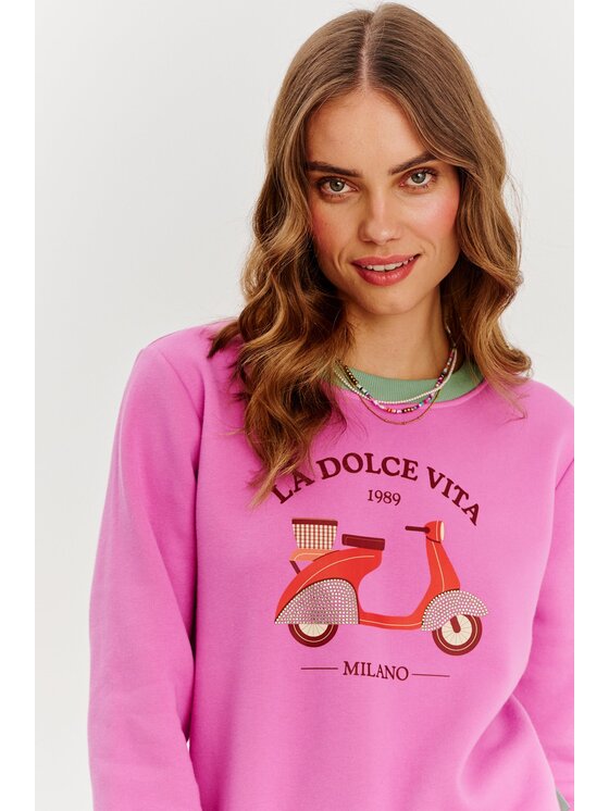 NAOKO NAOKO Mikina La Dolce Vespa Růžová Regular Fit