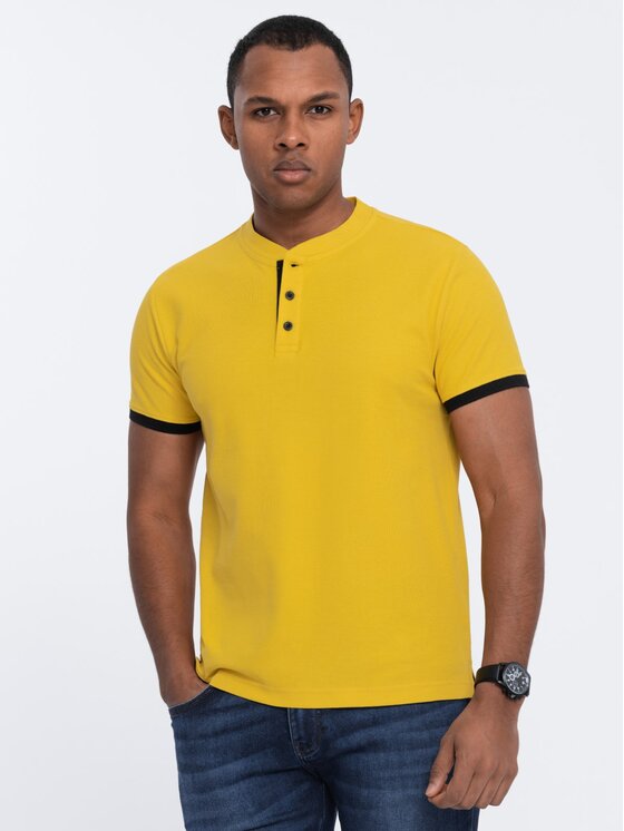 Ombre Ombre T-Shirt OM-TSCT-0156 Żółty Regular Fit