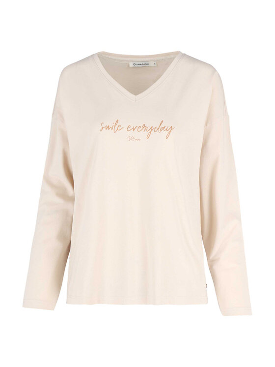 Volcano Volcano Longsleeve L17220-W24 Biały Regular Fit