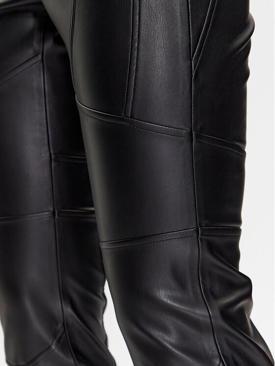 BOSS Boss Pantaloni din imitație de piele 50501104 Negru Slim Fit