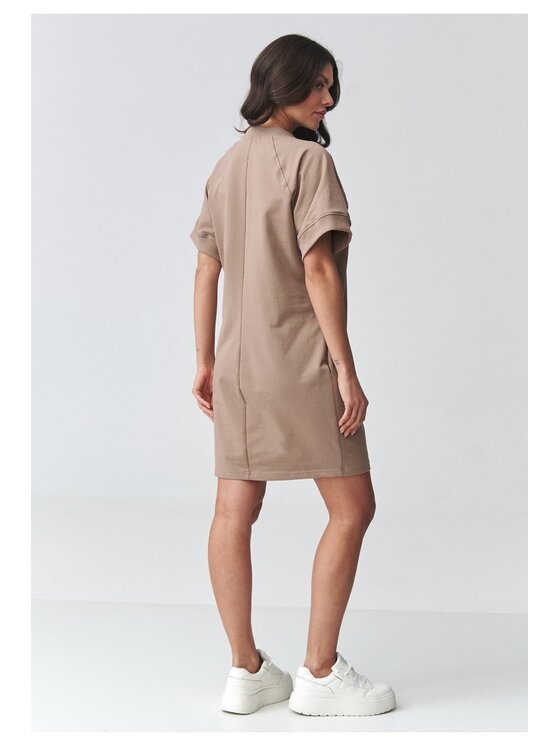Makadamia Makadamia Sukienka codzienna M920 Brązowy Loose Fit