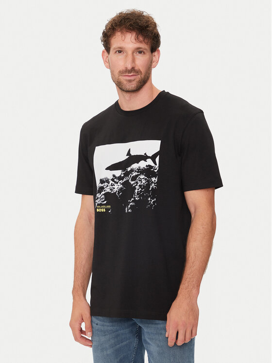 Boss T-shirt Te_Sea_Horse 50515626 Noir Regular Fit