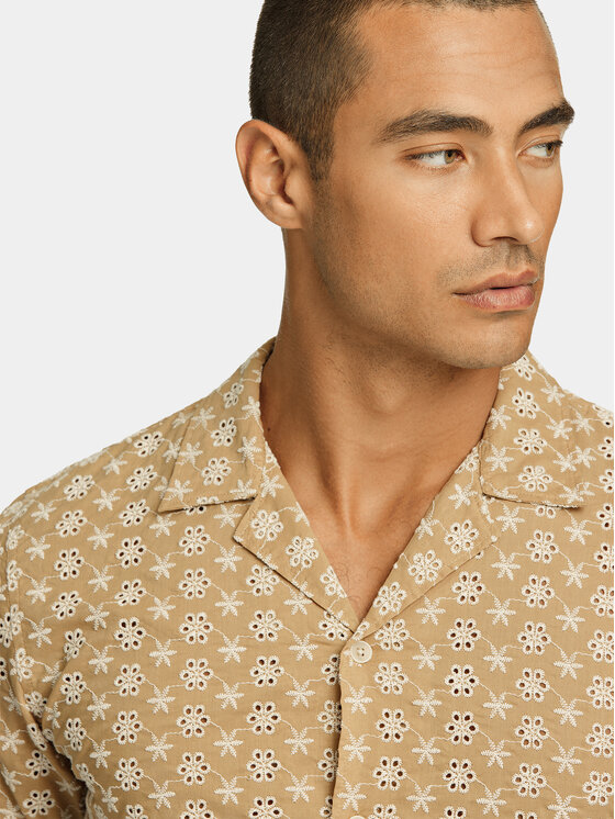 Lindbergh Lindbergh Košile 30-203569 Béžová Relaxed Fit