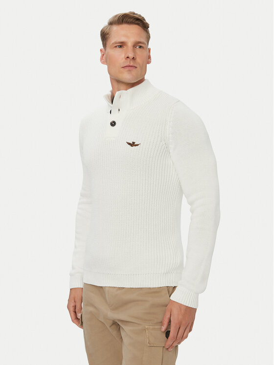 Aeronautica Militare Pulover 262MA1572UL00409 Alb Regular Fit