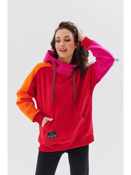 NAOKO NAOKO Mikina Sunset Stardust Červená Oversize