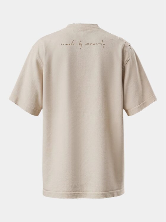 MADE BY SOCIETY MADE BY SOCIETY T-Shirt EXOSKELETON - T37204 Beżowy Basic Fit