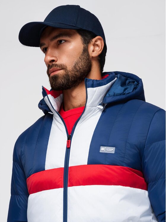 Ombre Ombre Kurtka przejściowa OM-JALP-0296 Granatowy Regular Fit