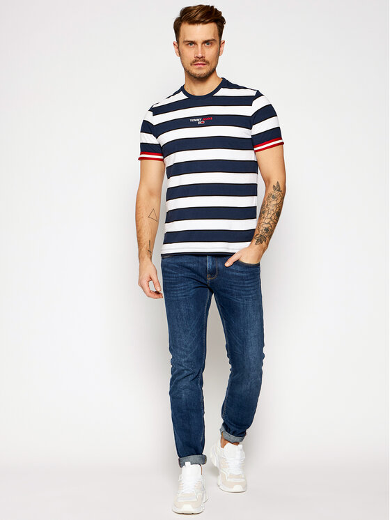 Tommy Jeans Tommy Jeans T-Shirt Small Text Stripe DM0DM09403 Barevná Regular Fit