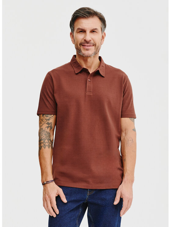 Pako Lorente Pako Lorente Polo P25SF-TX-002 Brązowy Classic Fit