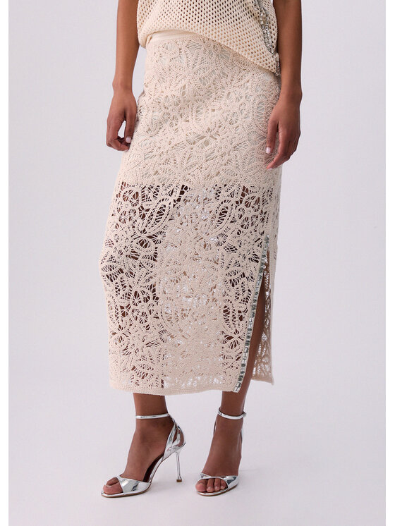 Liu Jo Liu Jo Spódnica midi WA6361J7871W9831 Biały Regular Fit