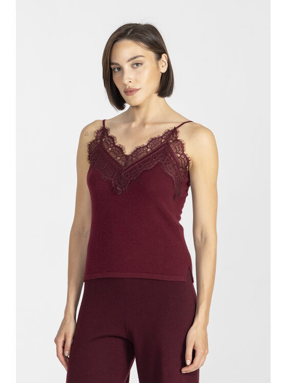 Deni Cler Milano Deni Cler Milano Top T-DC-0050-E5-85-39-1 Bordowy Regular Fit