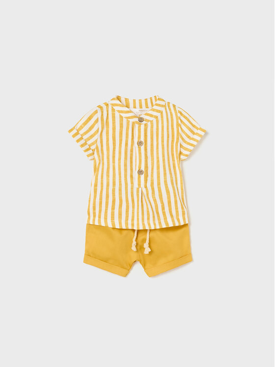 Mayoral Mayoral Комплект от риза и текстилни шорти 1265 Жълт Regular Fit