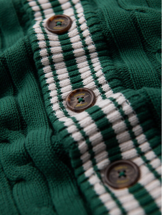 Ombre Ombre Kardigan OM-SWCD-0152 Zielony Regular Fit