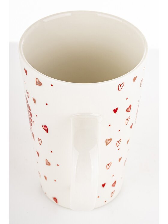 MIAhome MIAhome Kubek porcelanowy 440 ml z czerwonym sercem Biały