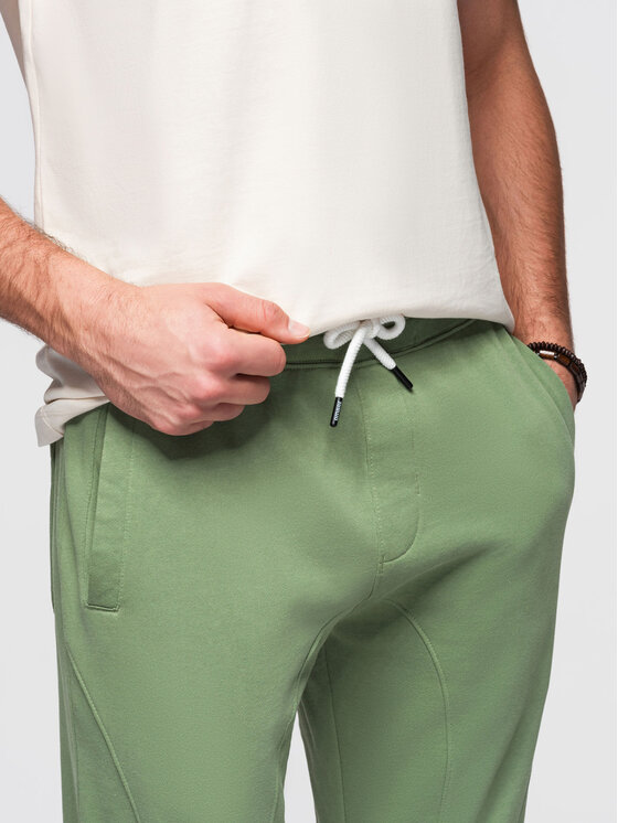 Ombre Ombre Spodnie dresowe OM-PABS-0305 Zielony Regular Fit