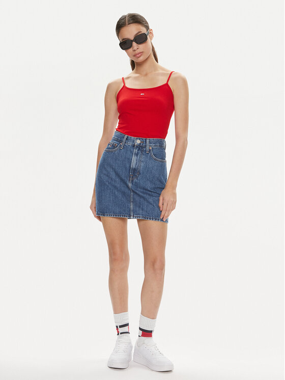 Tommy Jeans Tommy Jeans Top Essential DW0DW17381 Rot Slim Fit