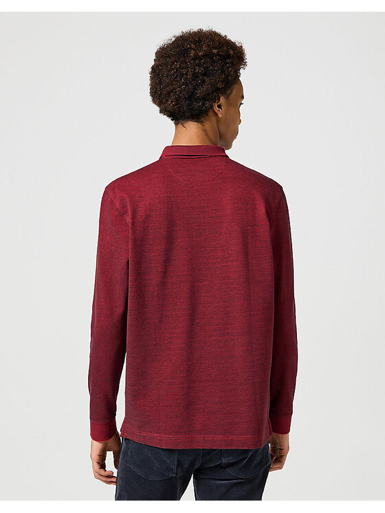 Wrangler Wrangler T-Shirt LS REFINED POLO Czerwony Regular Fit