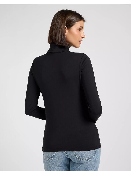 Lee Lee Sweter LS TURTLE NECK Czarny Slim Fit