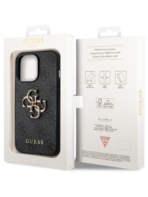 Guess Guess Etui na telefon Big Metal Logo Szary