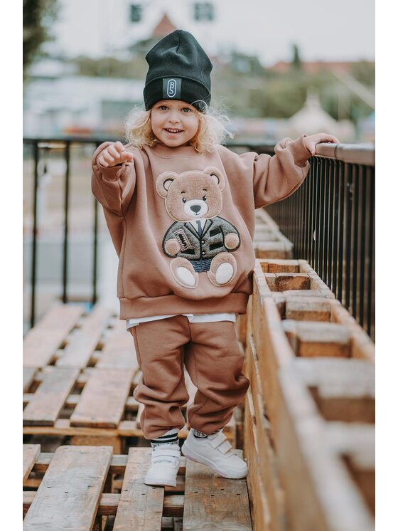 Bejbi Story Bejbi Story Bluza Bluza oversize Harry Teddy bez kaptura Brązowy Oversize