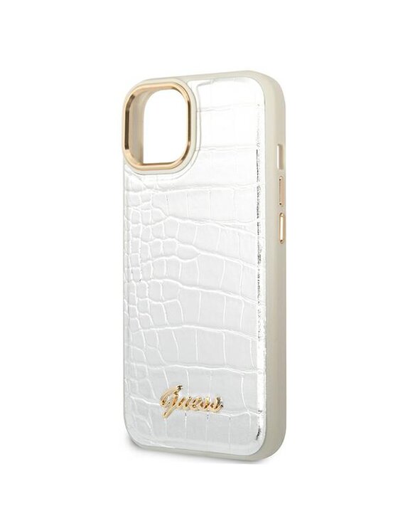Guess Guess Etui na telefon Croco Collection Srebrny