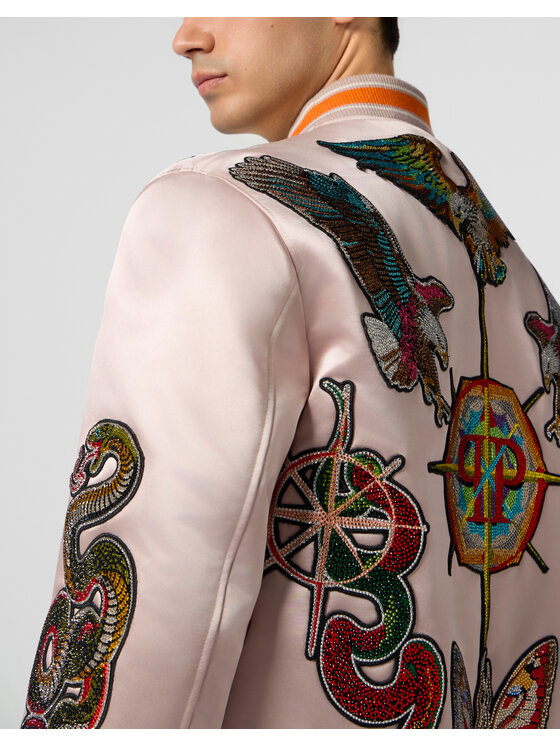 PHILIPP PLEIN PHILIPP PLEIN Kurtka bomber 29010 Beżowy Regular Fit