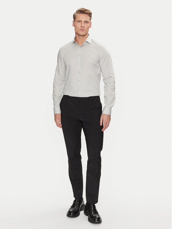 Calvin Klein Calvin Klein Koszula Poplin Stretch Slim Shirt K10K108229 Szary Slim Fit