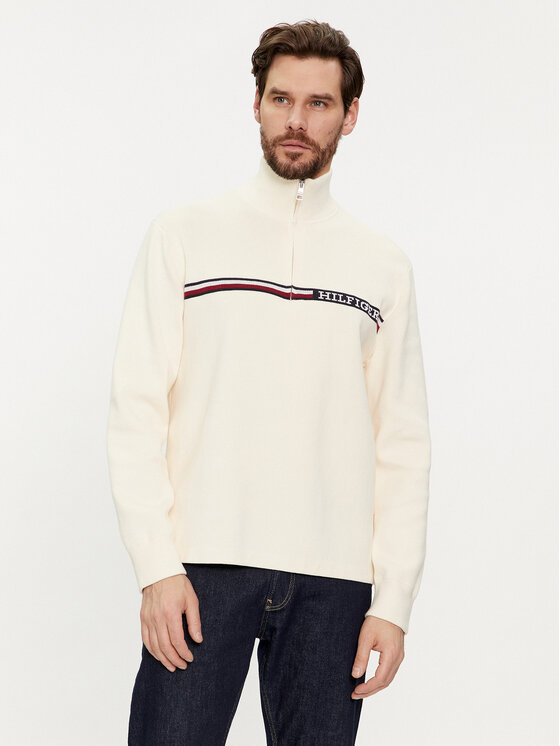 Tommy Hilfiger Džemper Global Stripe MW0MW33508 Bež Regular Fit