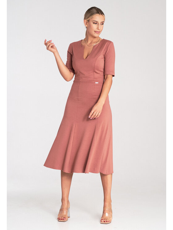 FIGL FIGL Koktejlové šaty M1033 Hnedá Regular Fit