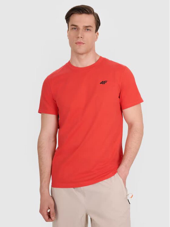 4F 4F T-Shirt 4FWMM00TTSHM2256-062S Czerwony Regular Fit