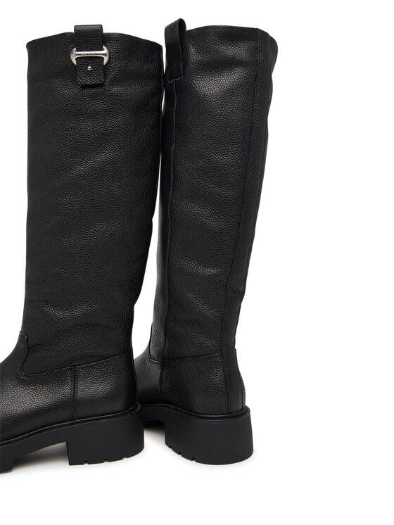 Calvin Klein Calvin Klein Kozačky Chunky High Boot Lth Hdw HW0HW03201 Černá
