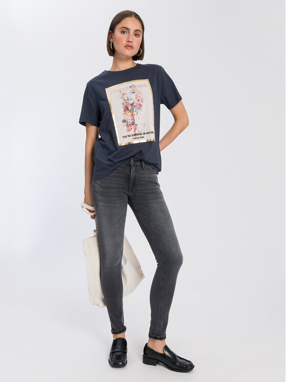 Cross Jeans Cross Jeans T-Shirt 56014-021 Szary Regular Fit