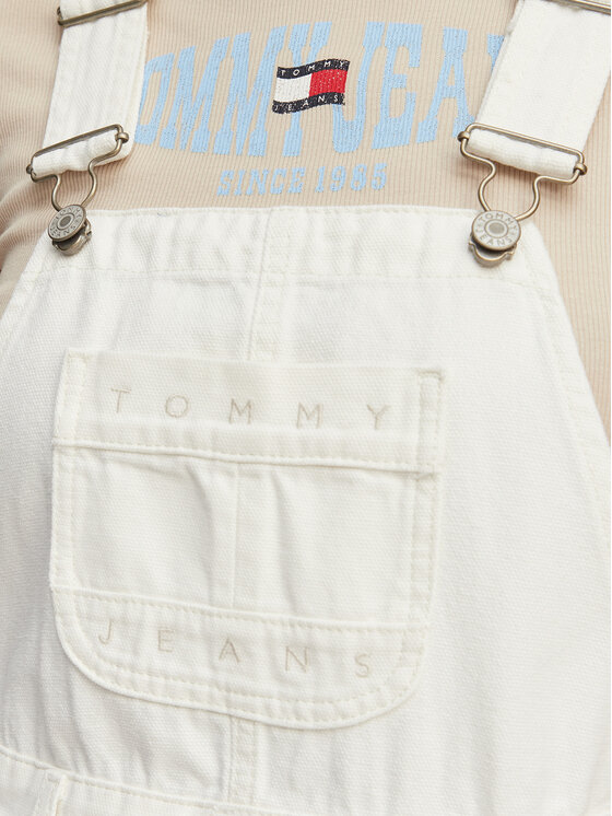 Tommy Jeans Tommy Jeans Džinsa kleita Logo Pocket Dungaree DW0DW22002 Balts Regular Fit
