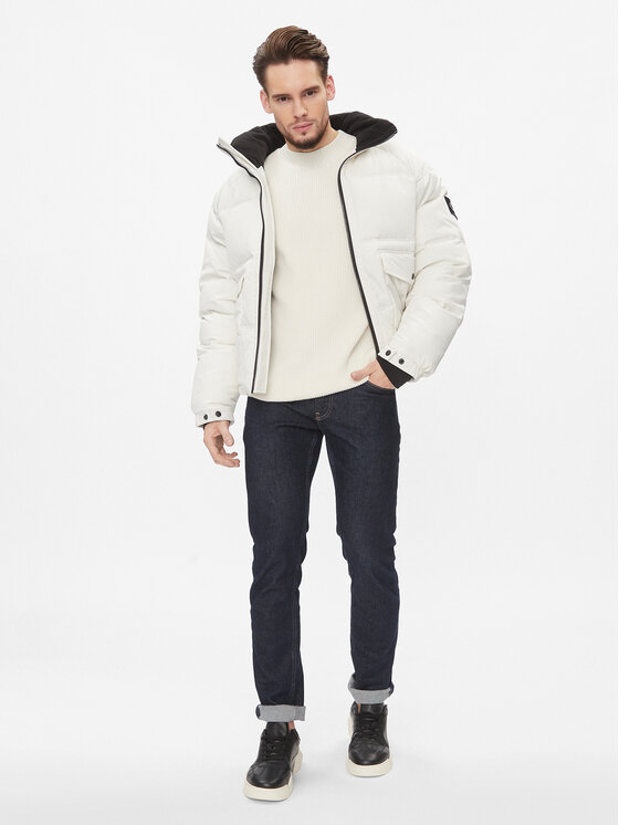 Calvin Klein Jeans Calvin Klein Jeans Bluză cu gât Blown Up J30J324507 Écru Regular Fit