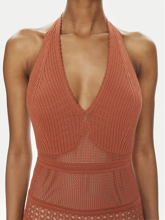 TWINSET TWINSET Sukienka dzianinowa 241TT3112 Pomarańczowy Regular Fit