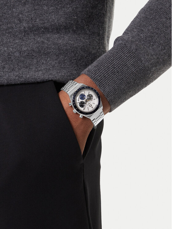 Timex Timex Ročna ura Q Timex® Chronograph TW2Y36200 Srebrna