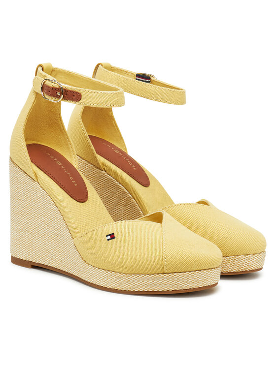 Tommy Hilfiger Tommy Hilfiger Półbuty Flag High Wedge Espad Closed Toe FW0FW08494 Żółty