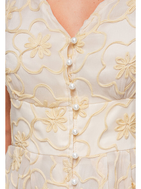 Ombre Ombre Sukienka codzienna OW-DLR-E0015 Beżowy Regular Fit