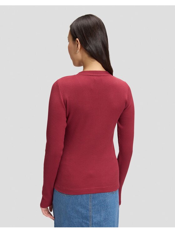 Lee Lee T-Shirt LS WAFFLE HENLEY Czerwony Slim Fit