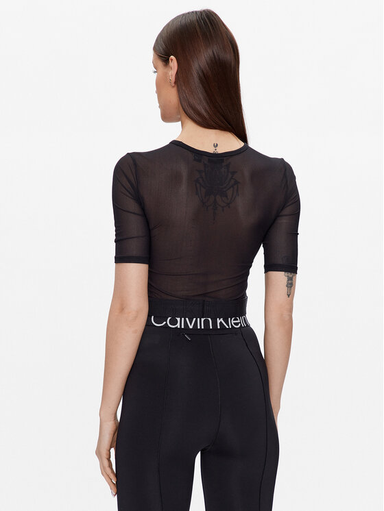 Calvin Klein Performance Calvin Klein Performance Тениска от техническо трико 00GWS3K116 Черен Cropped Fit