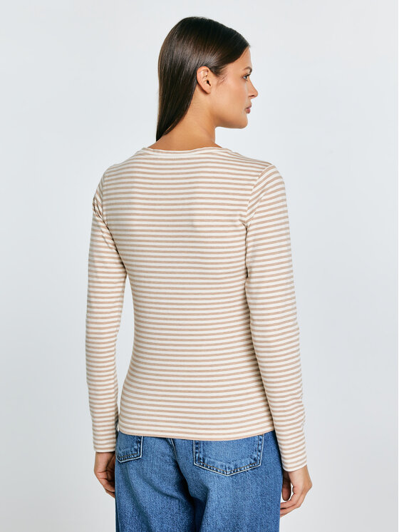 BIG STAR BIG STAR Longsleeve VENSA Kremowy Basic Fit